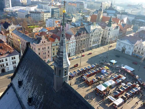 Platz der Republik in Plzen, stop 1 on the self-guided walking tour