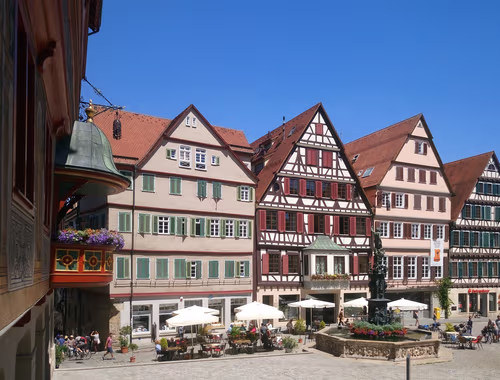 Marktplatz in Tübingen, Station 1 auf dem selbstgeführten Stadtrundgang
