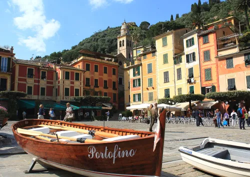 Piazzetta (Piazza Martiri dell'Olivetta) in Portofino, stop 1 on the self-guided walking tour
