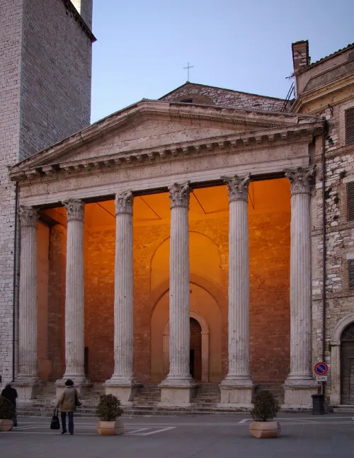 Temple of Minerva in Assisi, stop 2 on the self-guided walking tour