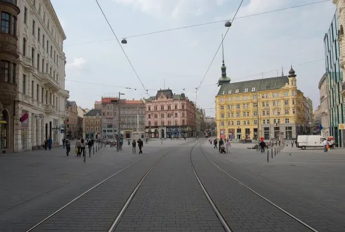 Freedom Square in Brno, stop 7 on the self-guided walking tour