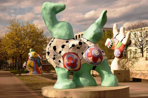 Three Nanas Sculpture in Hannover, stop 7 on the self-guided walking tour