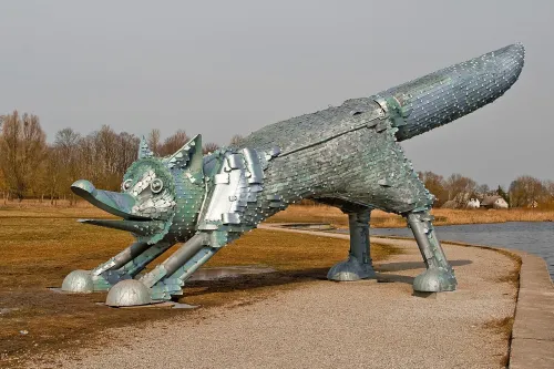 Iron Fox sculpture in Siauliai, stop 4 on the self-guided walking tour