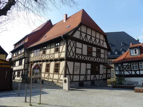 Tilted House (Schiefes Haus) in Wernigerode, stop 3 on the self-guided walking tour