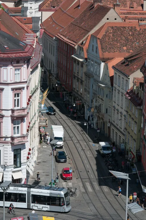 Sackstrasse in Graz, stop 5 on the self-guided walking tour