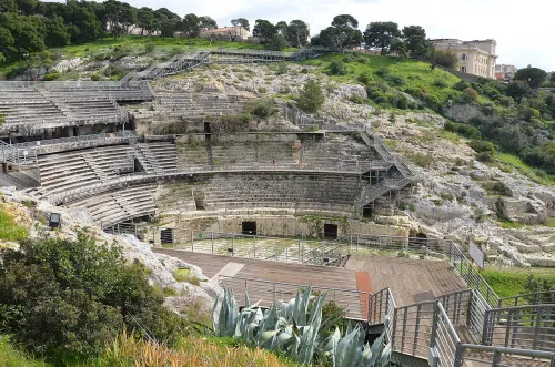 Roman Amphitheatre in Cagliari, stop 3 on the self-guided walking tour