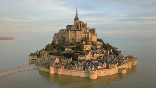 Ramparts of Mont-Saint-Michel in Mont Saint Michel, stop 4 on the self-guided walking tour