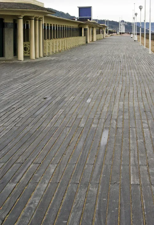 Les Planches Boardwalk in Deauville, stop 6 on the self-guided walking tour