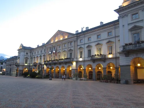 Piazza Émile Chanoux in Aosta, stop 7 on the self-guided walking tour