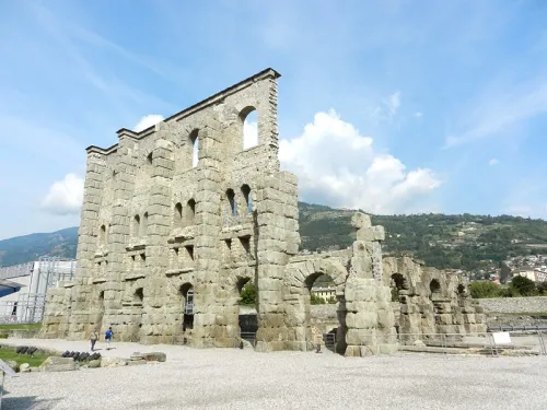 Teatro romano in Aosta, stop 3 on the self-guided walking tour