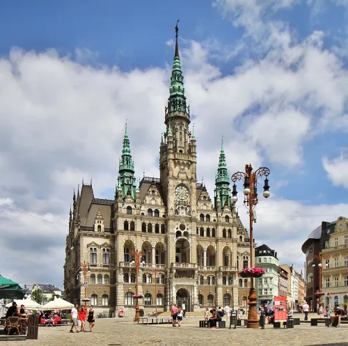 Liberec Town Hall, stop 1 on the self-guided walking tour