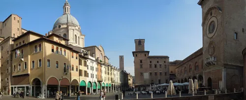 Piazza delle Erbe in Mantua, stop 5 on the self-guided walking tour