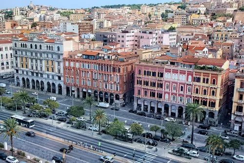 Via Roma in Cagliari, stop 1 on the self-guided walking tour