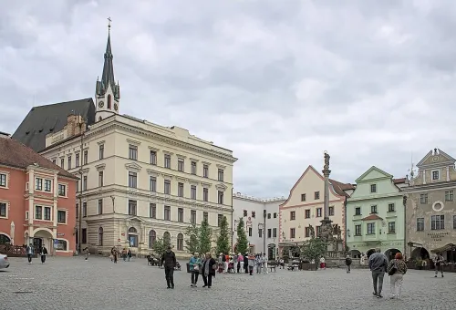 Namesti Svornosti in Cesky Krumlov, stop 1 on the self-guided walking tour
