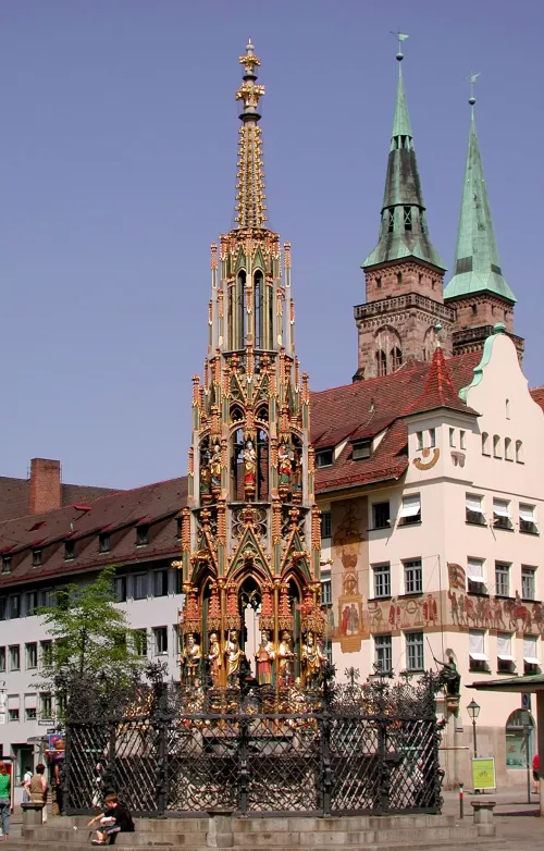 Schöner Brunnen in Nuremberg, stop 5 on the self-guided walking tour