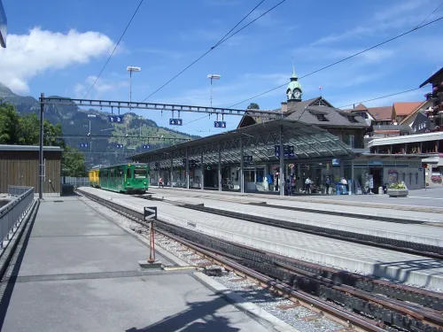 Wengen Train Station, stop 1 on the self-guided walking tour