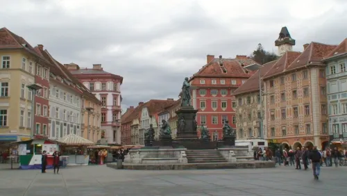 Hauptplatz in Graz, stop 1 on the self-guided walking tour