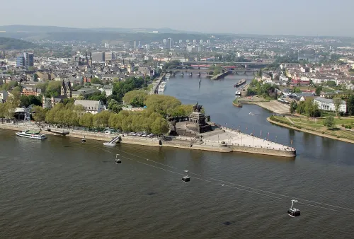 Deutsches Eck in Koblenz, stop 1 on the self-guided walking tour