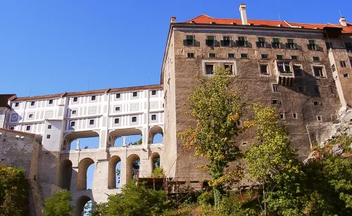 Cloak Bridge in Cesky Krumlov, stop 3 on the self-guided walking tour