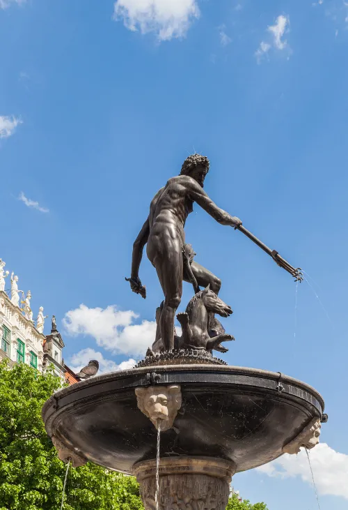 Neptune's Fountain in Gdansk, stop 4 on the self-guided walking tour