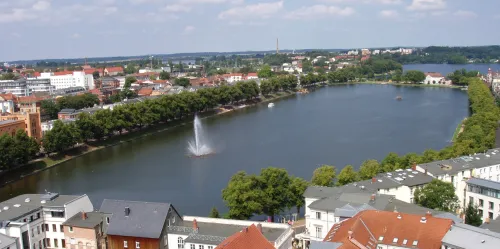 Pfaffenteich in Schwerin, stop 6 on the self-guided walking tour