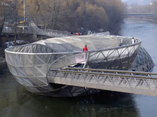 Murinsel in Graz, stop 4 on the self-guided walking tour