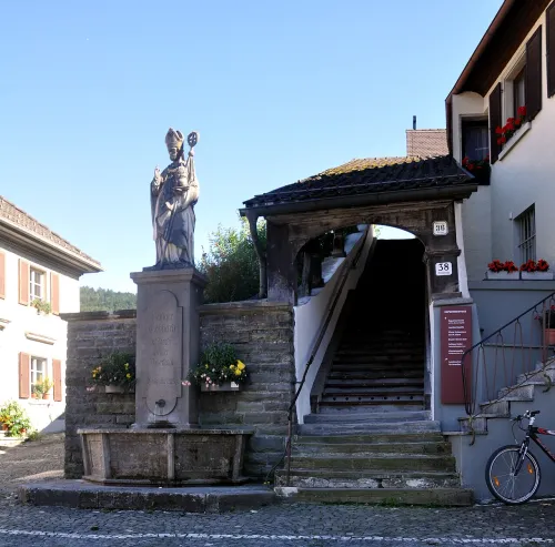 Kapuzinerstiege & Gebhard Statue in Bregenz, stop 7 on the self-guided walking tour