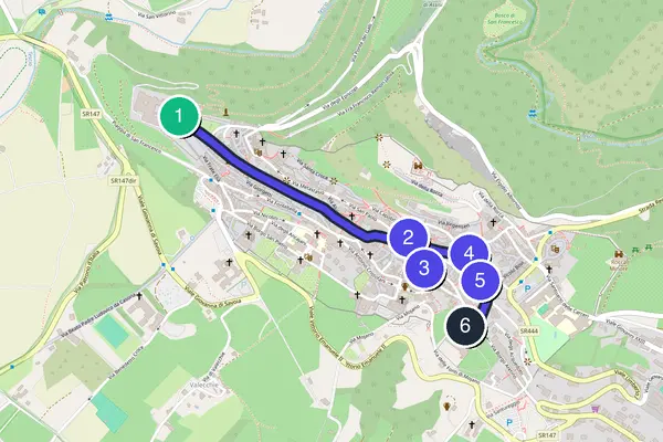 Karte der selbstgeführten Tour-Runde durch Assisi