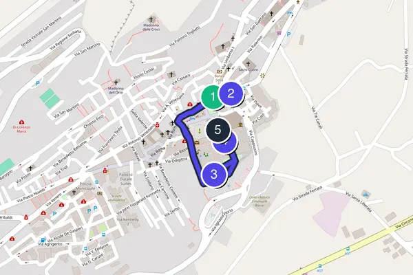 Mapa del recorrido autoguiado a pie por Monreale