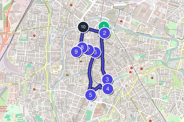 Karte der selbstgeführten Tour-Runde durch Padua