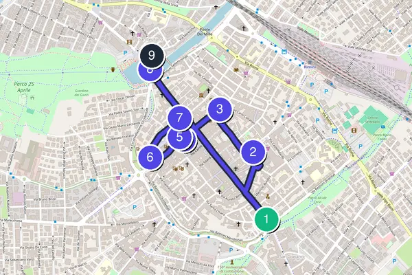 Mappa dell'anello del tour a piedi autoguidato di Rimini