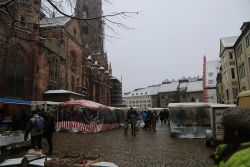Münstermarkt in Freiburg, stop 3 on the self-guided walking tour
