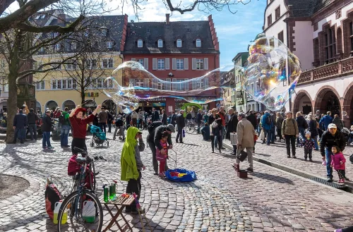 Rathausplatz in Freiburg, stop 1 on the self-guided walking tour