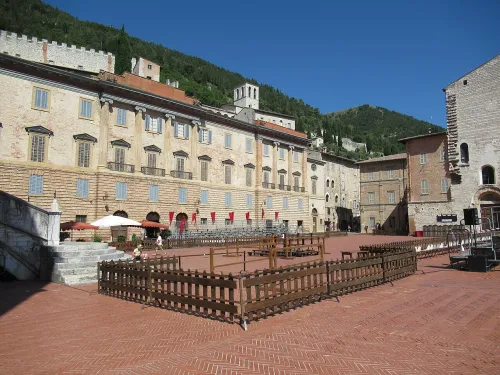 Piazza Grande in Gubbio, stop 8 on the self-guided walking tour
