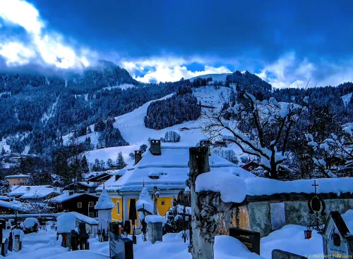 Hahnenkamm und Streif in Kitzbuhel, stop 4 on the self-guided walking tour