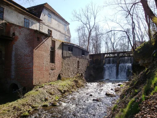 Aleksupite Waterfall in Kuldiga, stop 5 on the self-guided walking tour