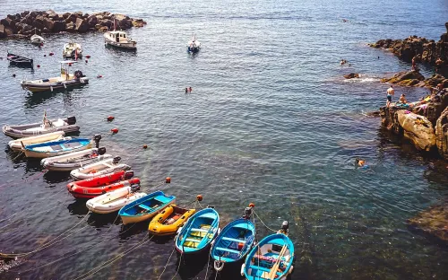 Riomaggiore Harbour, stop 1 on the self-guided walking tour