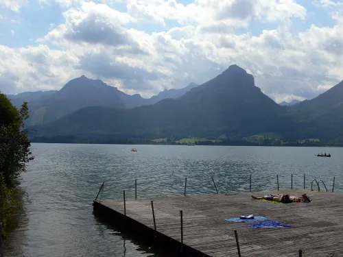 Wolfgangsee Lakefront and Boat Pier in St Wolfgang, stop 4 on the self-guided walking tour
