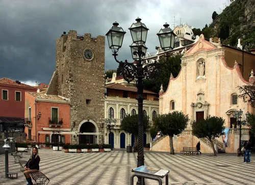 Piazza IX Aprile in Taormina, stop 5 on the self-guided walking tour