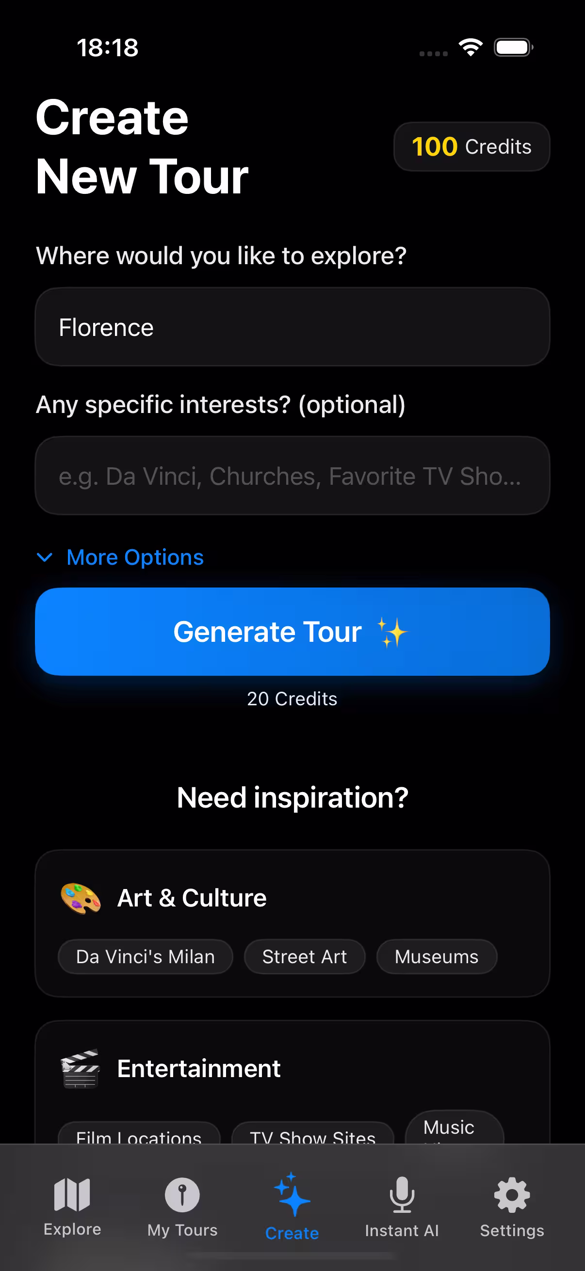 AI-Tourguide turopprettelse