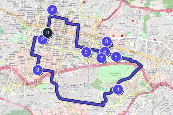 Caracas Walking Tour Map