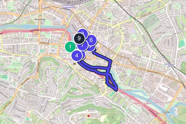 Saarbrücken Walking Tour Map
